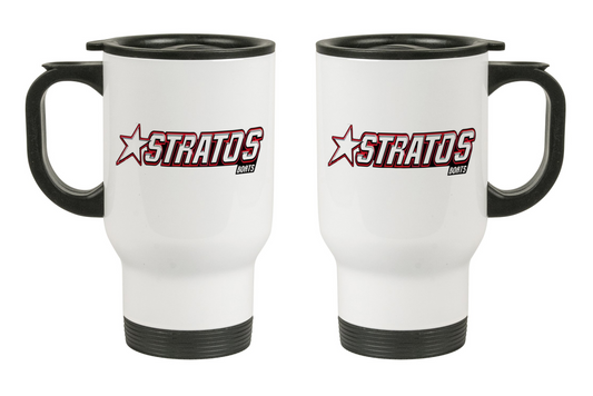 Stratos Boats Logo (red)  - 14oz Stainless Steel Travel Mug